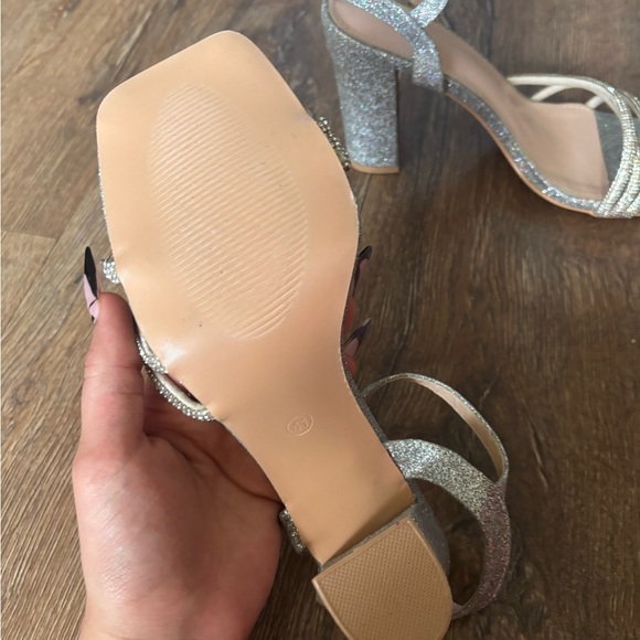 Silver Heels with Rhinestone Straps - Picture 6 of 6